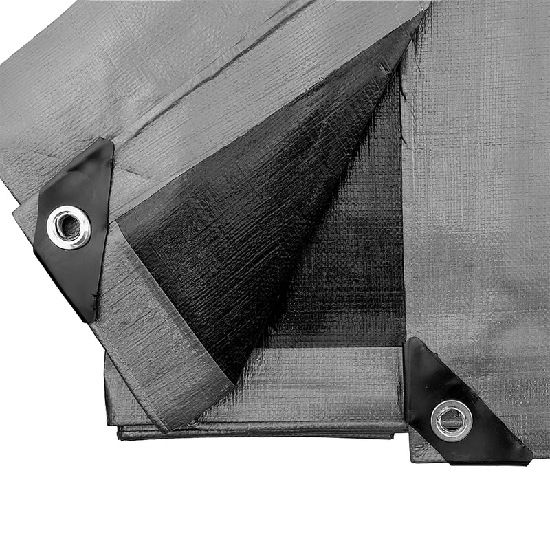 XL-Grade Silver Black Tarpaulin 4m x 6m