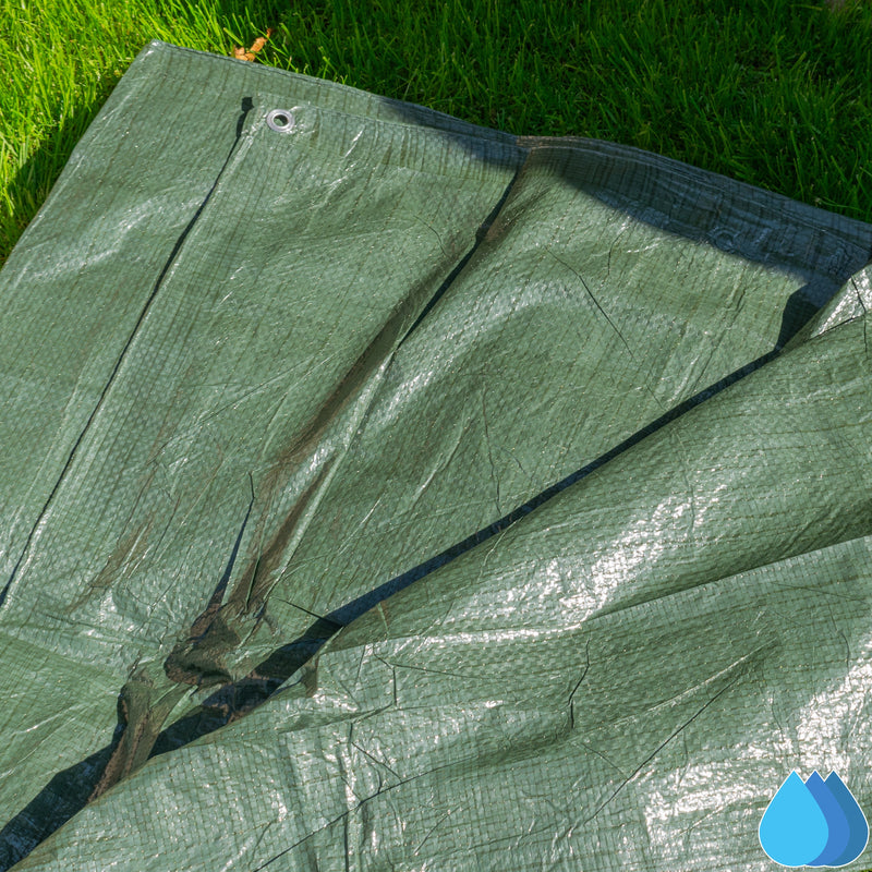 1.5m x 6m Green Tarpaulins, S-Grade 50 GSM