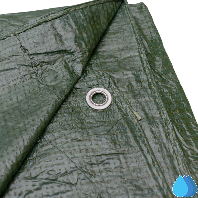 1.5m x 6m Green Tarpaulins, S-Grade 50 GSM