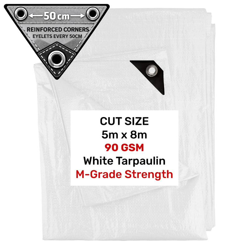 White M-Grade Tarpaulin 5m x 8m