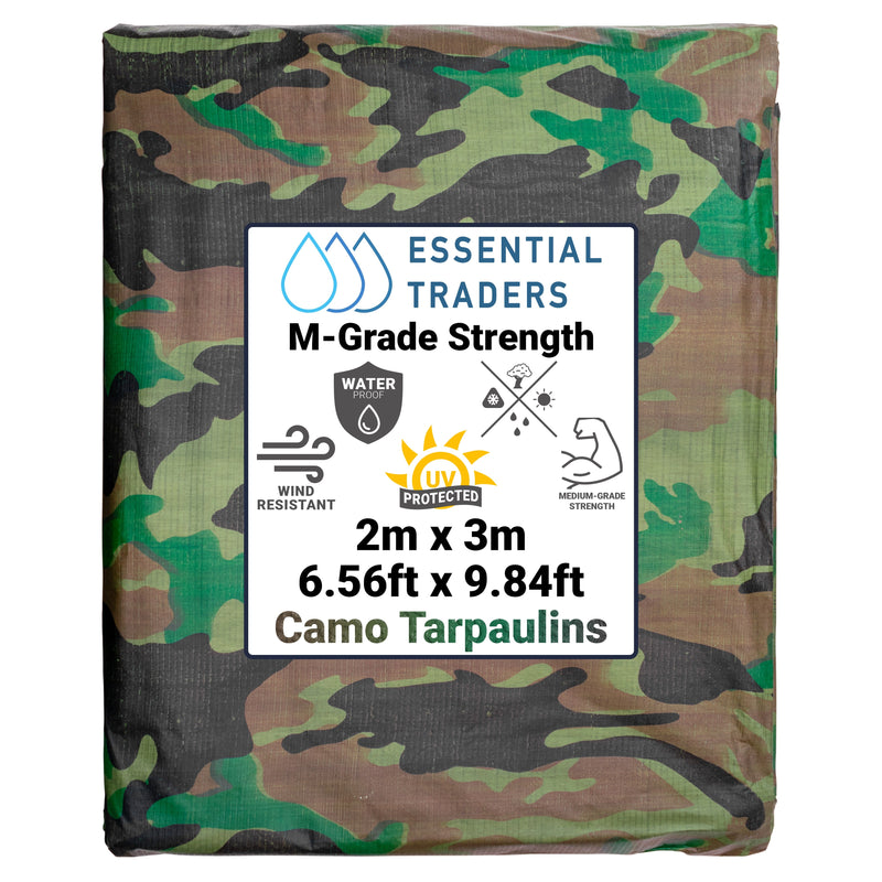 2m x 3m Camouflage Tarpaulins, M-Grade 90 GSM