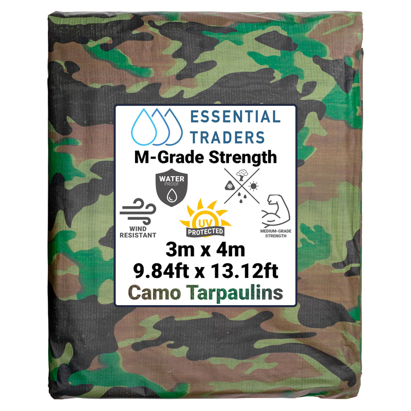 3m x 4m Camouflage Tarpaulins, M-Grade 90 GSM