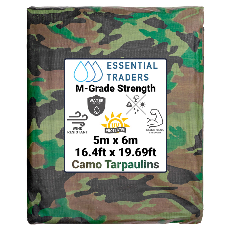5m x 6m Camouflage Tarpaulins, M-Grade 90 GSM