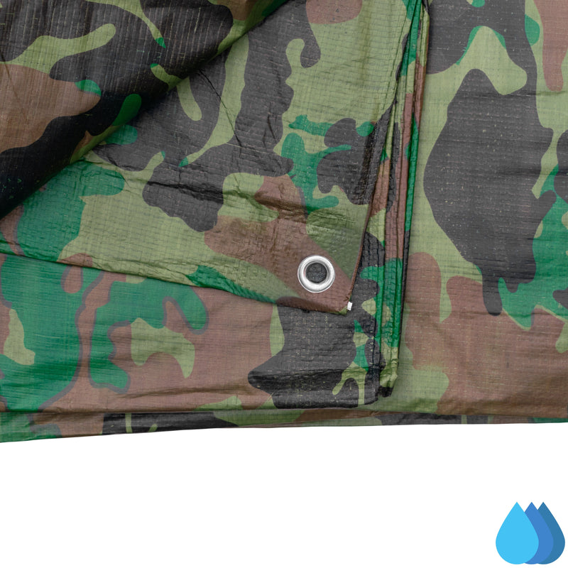 2m x 3m Camouflage Tarpaulins, M-Grade 90 GSM