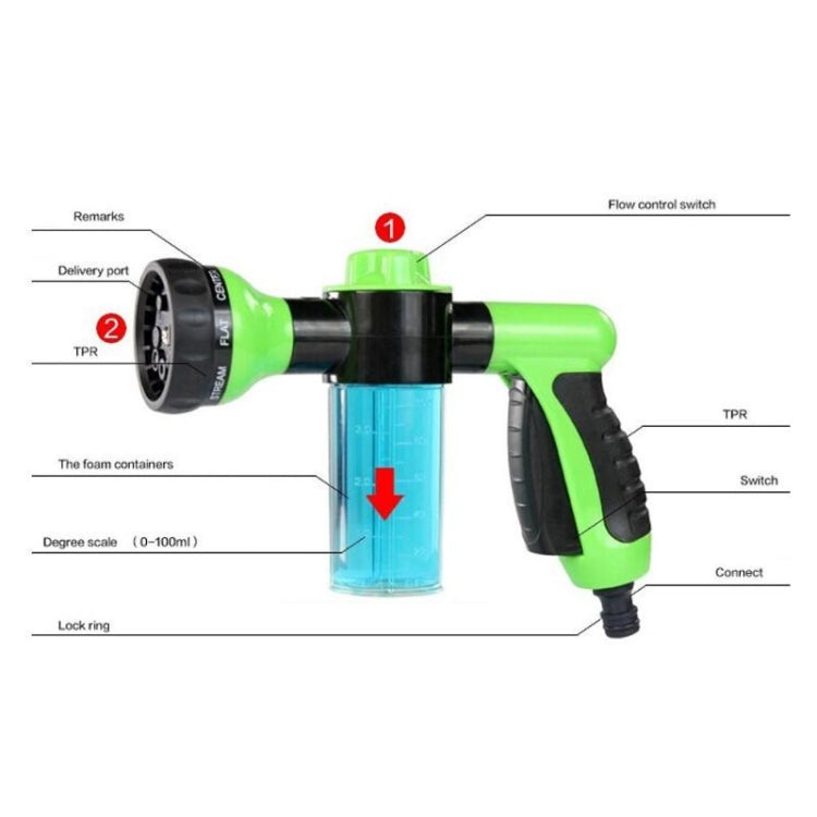Professional Portable Multifunction Auto Foam Car Washer 3 Grade High Pressure Water Gun Cleaning Washing Foam Nozzle, Green, Yellow, Black