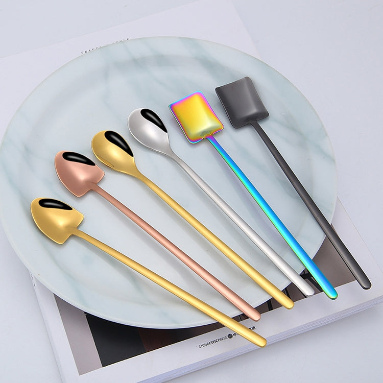 2 PCS Stainless Steel Spoon Creative Coffee Spoon Bar Ice Spoon Gold Plated Long Stirring Spoon, Pointed Spoon Silver, Square Spoon Silver, Round Spoon Gold, Pointed Spoon Gold, Square Spoon Gold, Pointed Spoon Rose Gold, Square Spoon Rose Gold