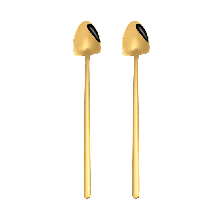 2 PCS Stainless Steel Spoon Creative Coffee Spoon Bar Ice Spoon Gold Plated Long Stirring Spoon, Pointed Spoon Silver, Square Spoon Silver, Round Spoon Gold, Pointed Spoon Gold, Square Spoon Gold, Pointed Spoon Rose Gold, Square Spoon Rose Gold