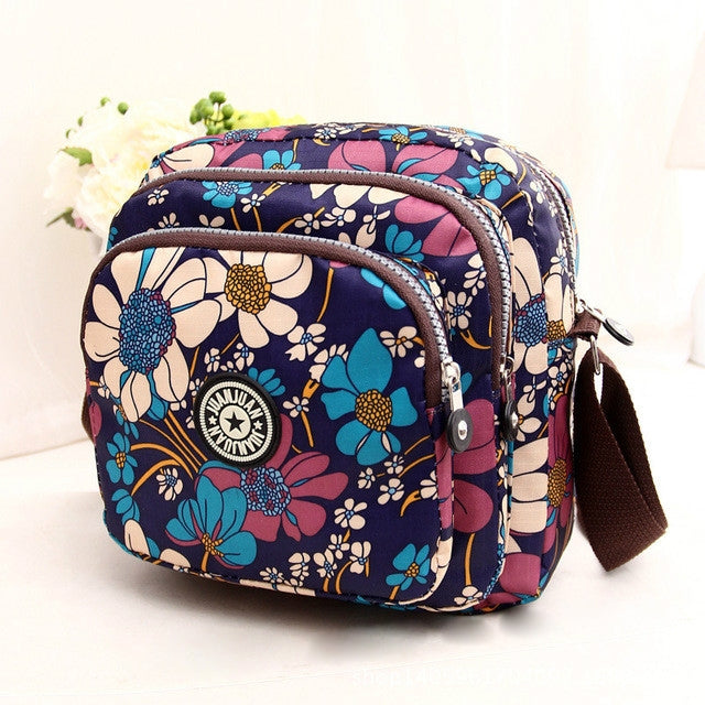 Women Shoulder Bag Waterproof Nylon Handbag Multilayer Crossbody Bag