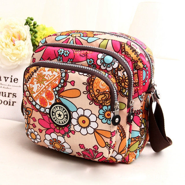 Women Shoulder Bag Waterproof Nylon Handbag Multilayer Crossbody Bag