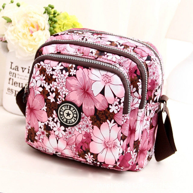 Women Shoulder Bag Waterproof Nylon Handbag Multilayer Crossbody Bag