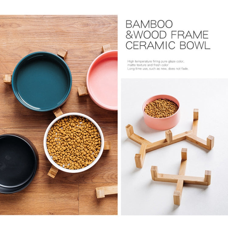 Cat Bowl Dog Pot Pet Ceramic Bowl, 13cm/400ml Single Bowl, 13cm/400ml Single Bowl With Wooden Stand, 13cm/400ml Double Bowl With Wooden Stand, 15.5cm/850ml Single Bowl, 15.5cm/850ml Single Bowl With Wooden Stand