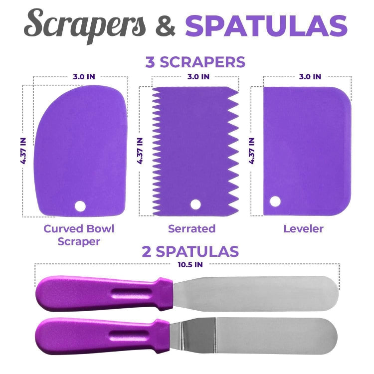 106 in 1 Cake Turntable Set Stainless Steel Decorating Mouth Cake Decorating Baking Tool, 106 PCS/Set Purple, 106 PCS/Set Blue