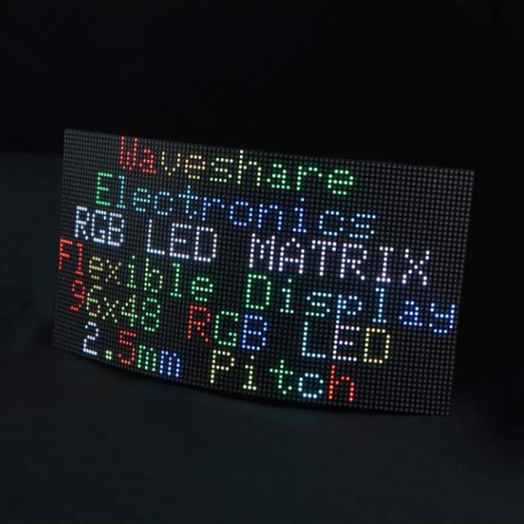 Waveshare Flexible RGB Full-color LED Matrix Panel, 2.5mm Pitch, 96x48 Pixels, Adjustable Brightness Bendable PCB, 23709