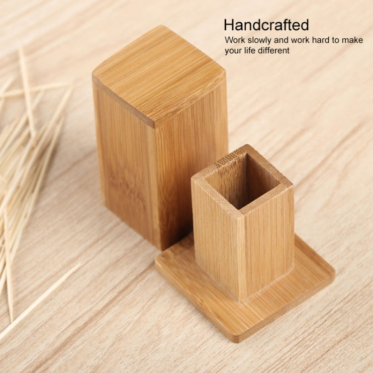 2 PCS Natural Bamboo Toothpick Box Square Restaurant Hotel Toothpick Can with Lid, Bamboo Toothpick Box