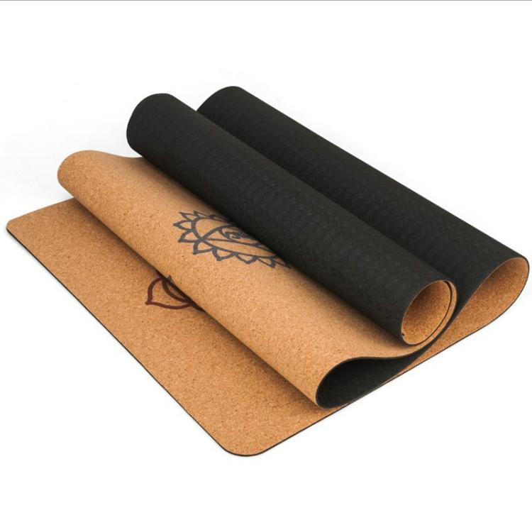 183X68cm Natural Cork TPE Yoga Mat Fitness Mats Pilates Non-slip Yoga Mats, TPE Mat Beige
