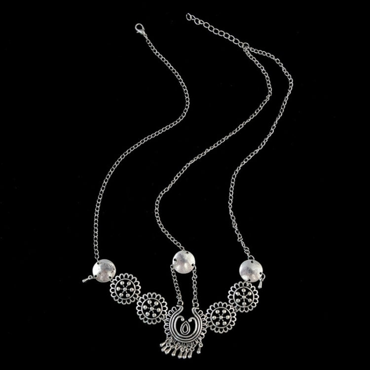 Silver Vintage Tassel Hair Jewelry Metal Coin Headband Long Punk Head Chain Piece Forehead Headpiece