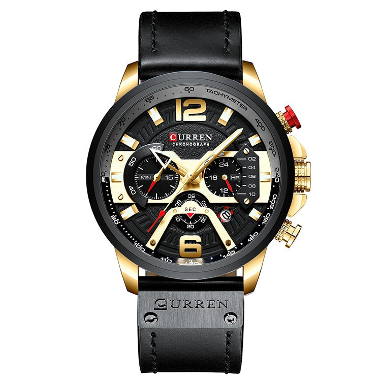 CURREN M8329 Casual Sport Leather Watch for Men, Rose blue, Rose black, Gold black, Black Khaki, White black