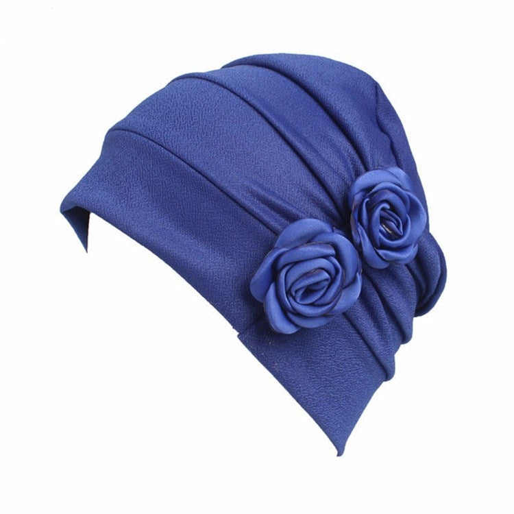 Flower Wrinkled Pull-over Confinement Chemotherapy Cap, One  Size