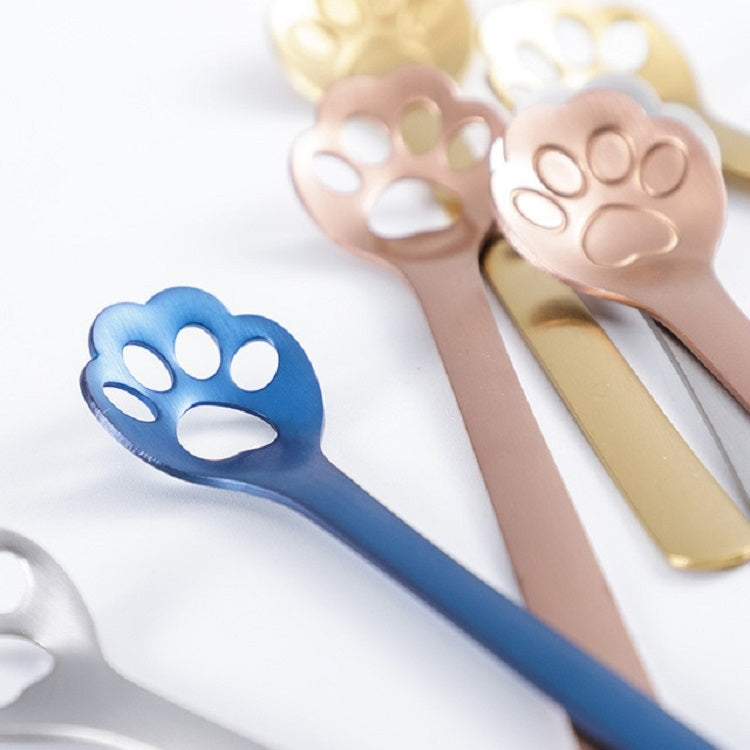 Stainless Steel Creative Cat Claw Coffee Spoon Dessert Cake Spoon, Cat Claw Spoon Gold, Hollow Cat Claw Spoon Gold, Cat Claw Spoon Rose Gold, Hollow Cat Claw Spoon Rose Gold, Cat Claw Spoon Black, Hollow Cat Claw Spoon Black, Cat Claw Spoon Colorful...