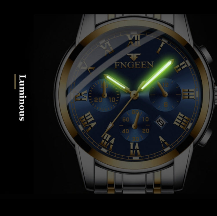FNGEEN 4006 Ladies Quartz Watch Fashion Luminous Date Display Watch, Gold Blue Surface, Gold Black Surface, Gold Golden Surface, Gold White Surface, White Steel Blue Surface, White Steel Green Surface, White Steel Black Surface, White Steel White Surfa...