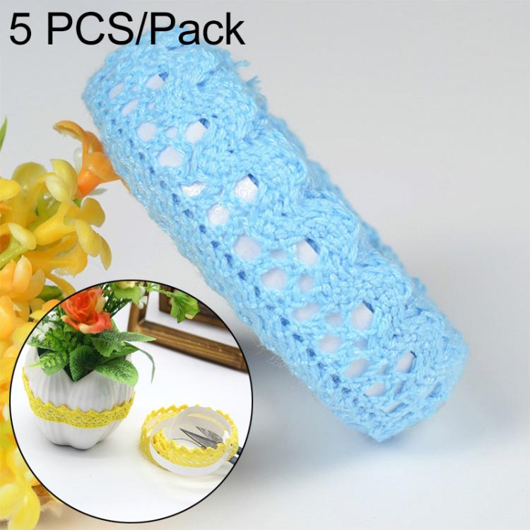5 PCS Cotton Lace Fabric White Crochet Lace Roll Ribbon Knit Adhesive Tape Sticker Craft Decoration Stationery Supplies