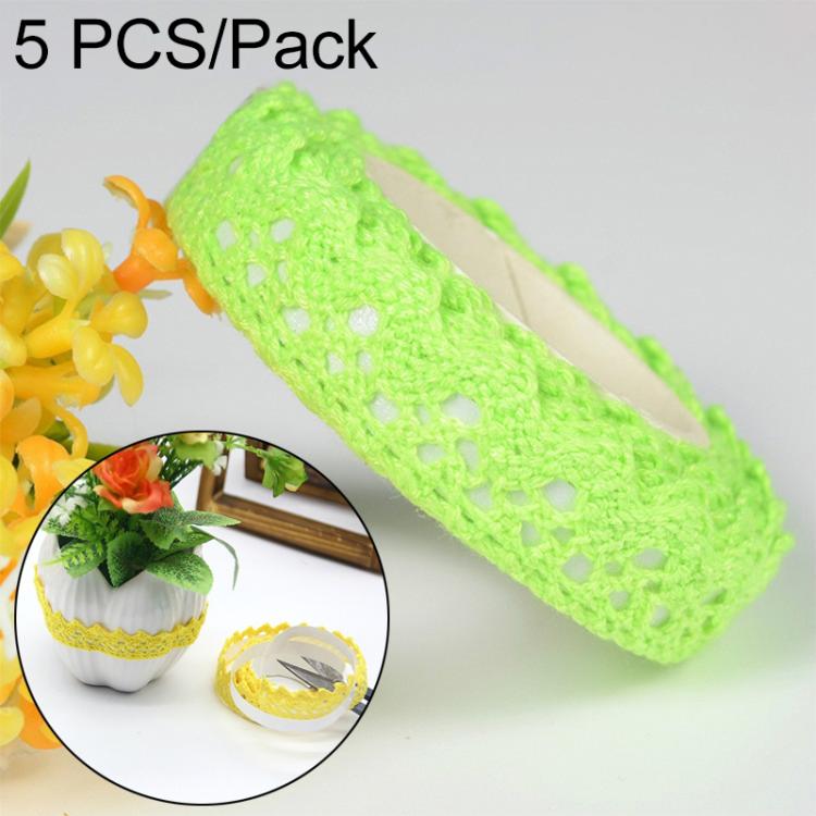 5 PCS Cotton Lace Fabric White Crochet Lace Roll Ribbon Knit Adhesive Tape Sticker Craft Decoration Stationery Supplies
