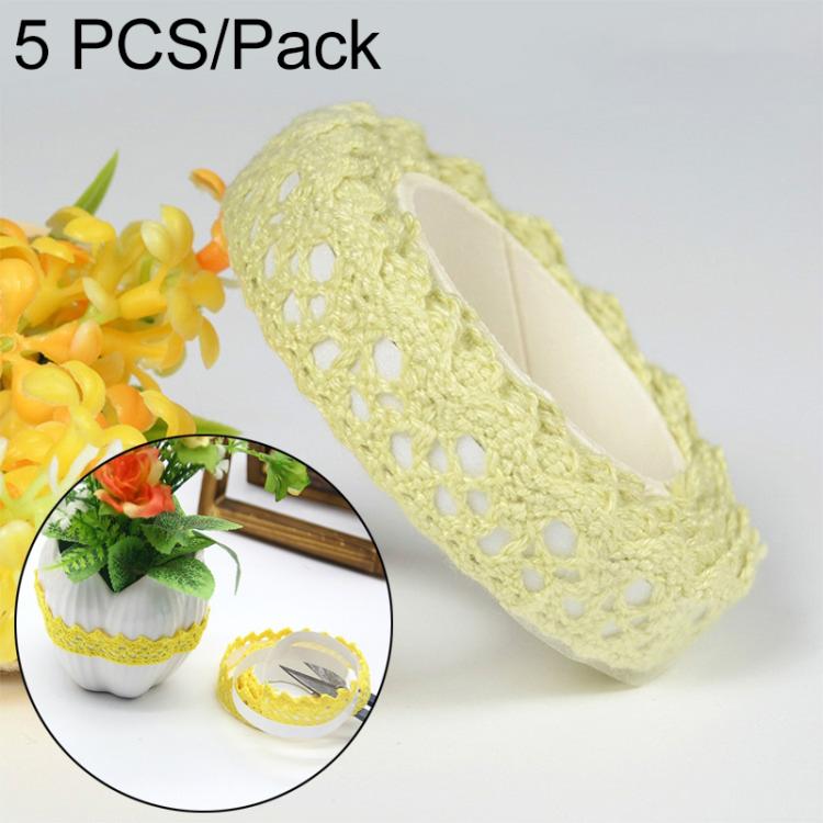 5 PCS Cotton Lace Fabric White Crochet Lace Roll Ribbon Knit Adhesive Tape Sticker Craft Decoration Stationery Supplies