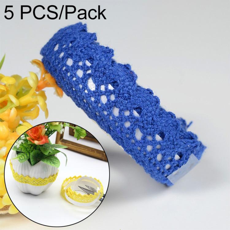 5 PCS Cotton Lace Fabric White Crochet Lace Roll Ribbon Knit Adhesive Tape Sticker Craft Decoration Stationery Supplies