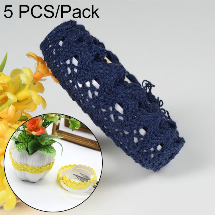 5 PCS Cotton Lace Fabric White Crochet Lace Roll Ribbon Knit Adhesive Tape Sticker Craft Decoration Stationery Supplies
