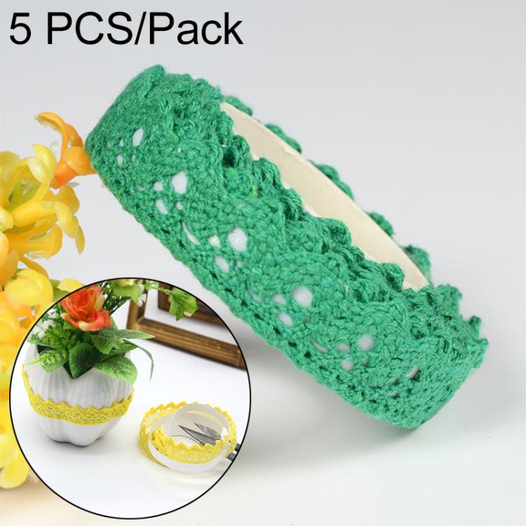 5 PCS Cotton Lace Fabric White Crochet Lace Roll Ribbon Knit Adhesive Tape Sticker Craft Decoration Stationery Supplies