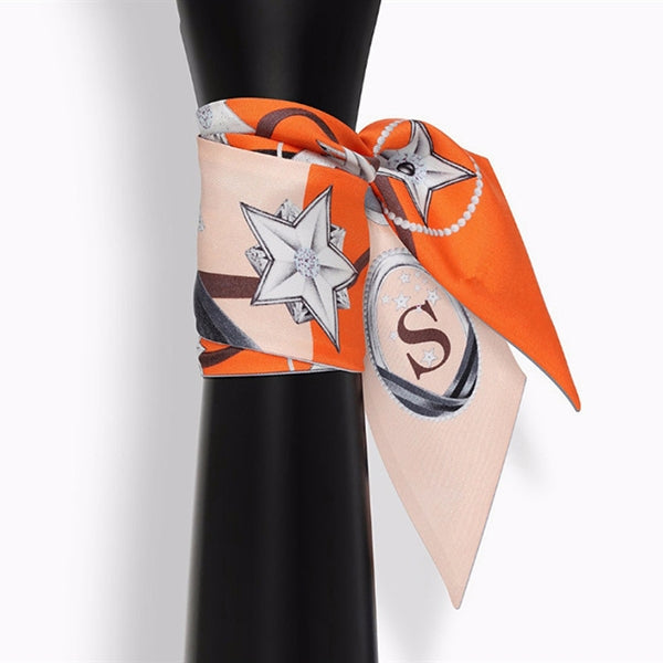 Letter Tarot Small Scarf for Women, Width: 6.2cm, J, K, L, M, N, O, P, Q, R, S, V, W