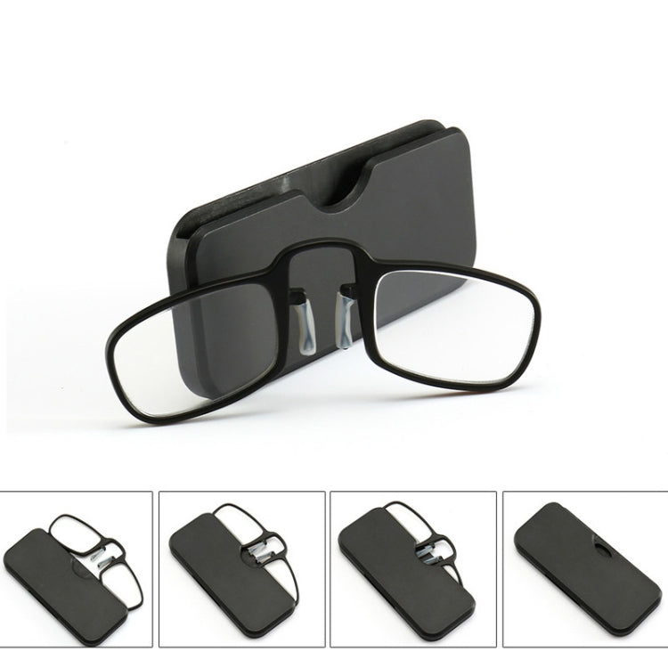 2 PCS TR90 Pince-nez Reading Glasses Presbyopic Glasses with Portable Box, +1.00D, +1.50D, +2.00D, +2.50D, +3.00D, +3.50D