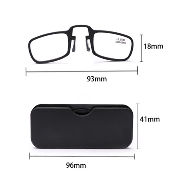 2 PCS TR90 Pince-nez Reading Glasses Presbyopic Glasses with Portable Box, +1.00D, +1.50D, +2.00D, +2.50D, +3.00D, +3.50D