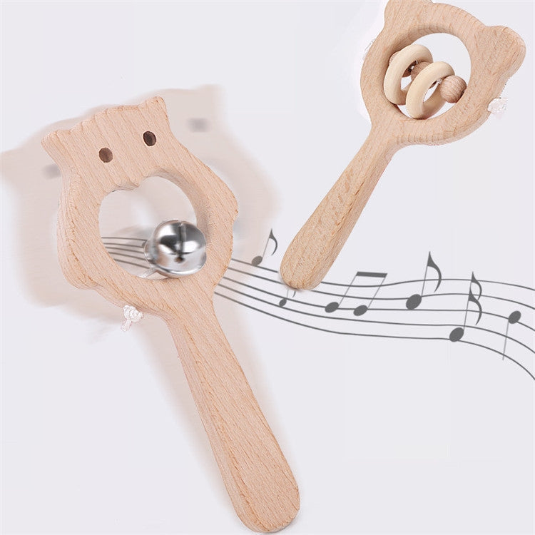 Baby Puzzle Early Education Hand Rattle Wooden Toy, Bear Bell, Bear Big Bead, Bear Small Bead, Bear Single Bead, Owl Bell