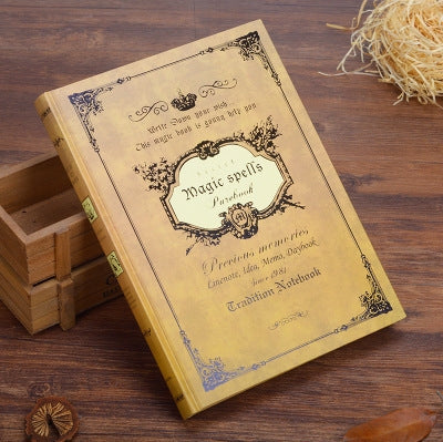 64K Small Pocket Vintage Notebook Handcover Magic Spells Pockets Book Planner Journal Traveler Notepad