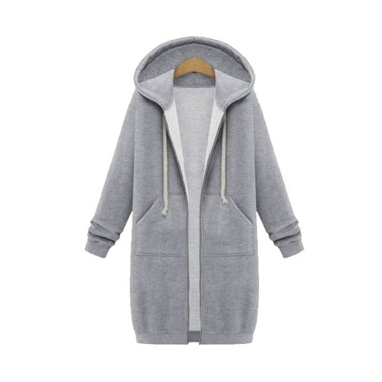 Women Hooded Long Sleeved Sweater In The Long Coat, XXL