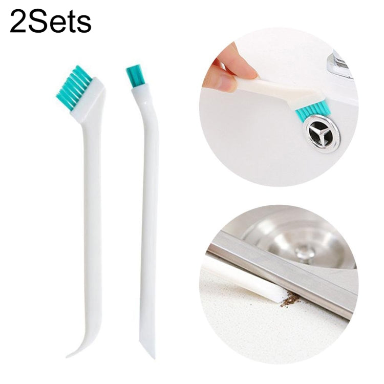 2 Sets 2 in 1 Double Head Door Window Gap Cleaning Brush Cup Brush with Tail Scraper, 2 Sets 2 in 1