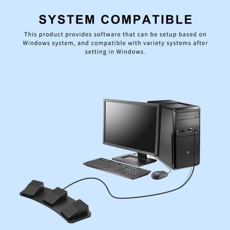 Pcsensor FS23 CF Foot Pedal Switch Keyboard Control Mouse Game Combo Pedal, Photoelectric Mute, Mechanical Sound