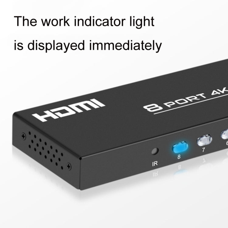 FJGEAR FJ-4K801 4K 8 In 1 Out HDMI HD Video Switcher, FJ-4K801 EU Plug