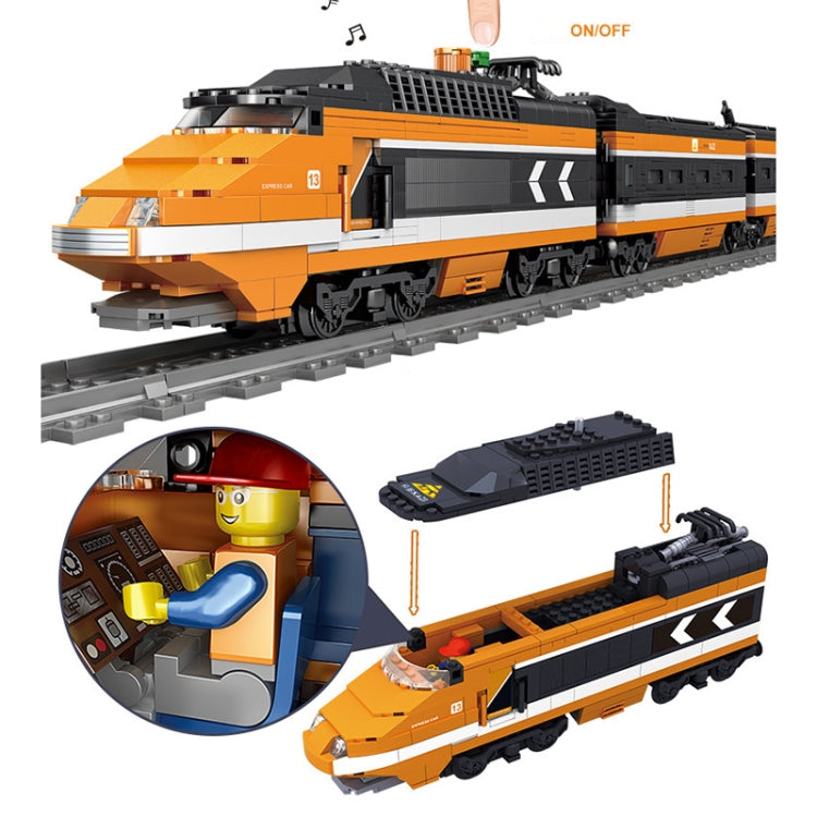 City Train Series Assembled Building Blocks Simulation Electric Rail Train Puzzle Toys, 98223, 98224, 98225, 98226, 98227