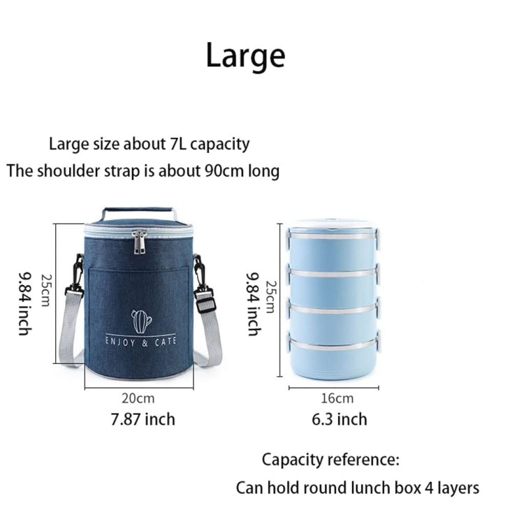 Round Lunch Bag Insulated Lunch Box Foldable & Portable Lunch Tote, L, M