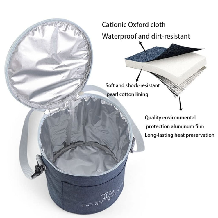 Round Lunch Bag Insulated Lunch Box Foldable & Portable Lunch Tote, L, M