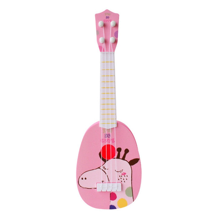 Small Simulation Musical Instrument Mini Four Strings Playable Ukulele Early Childhood Education Music Toy, Pink Rabbit, Light Blue Zebra, Pink Giraffe, Yellow Dinosaur