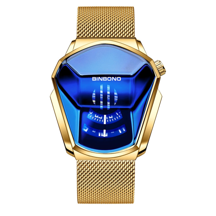 BINBOND Locomotive Concept Watch Men Live Black Technology Watch, White Net Belt White Steel White Face, Gold Net Belt Full Gold Blue Face, Gold Net Belt Full Gold Gold Face, Black Net Belt Black Steel Blue Face, Black Net Belt Black Steel White Face  ...
