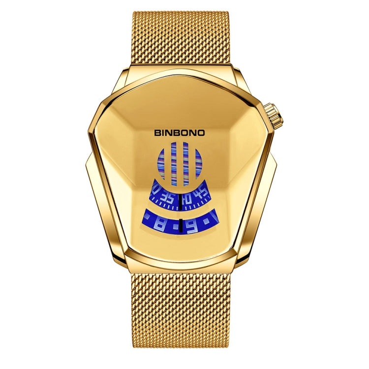 BINBOND Locomotive Concept Watch Men Live Black Technology Watch, White Net Belt White Steel White Face, Gold Net Belt Full Gold Blue Face, Gold Net Belt Full Gold Gold Face, Black Net Belt Black Steel Blue Face, Black Net Belt Black Steel White Face...