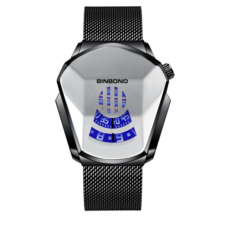BINBOND Locomotive Concept Watch Men Live Black Technology Watch, White Net Belt White Steel White Face, Gold Net Belt Full Gold Blue Face, Gold Net Belt Full Gold Gold Face, Black Net Belt Black Steel Blue Face, Black Net Belt Black Steel White Face  ...