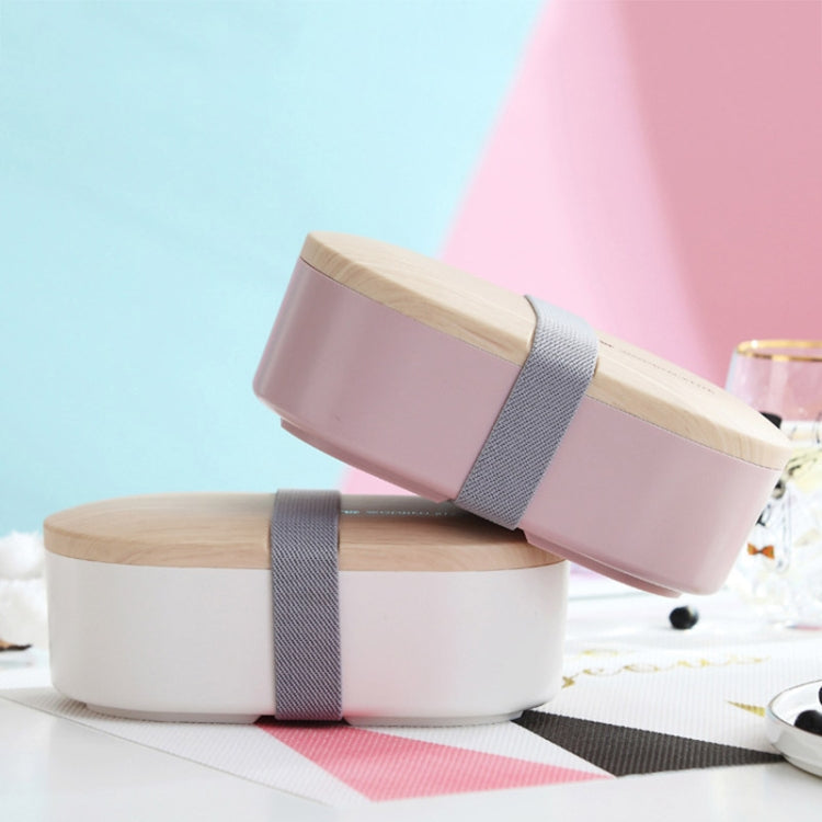 Oval Simple Lunch Box Wooden Sushi Sealed Leak-proof Lunch Box with Cutlery, Single-layer