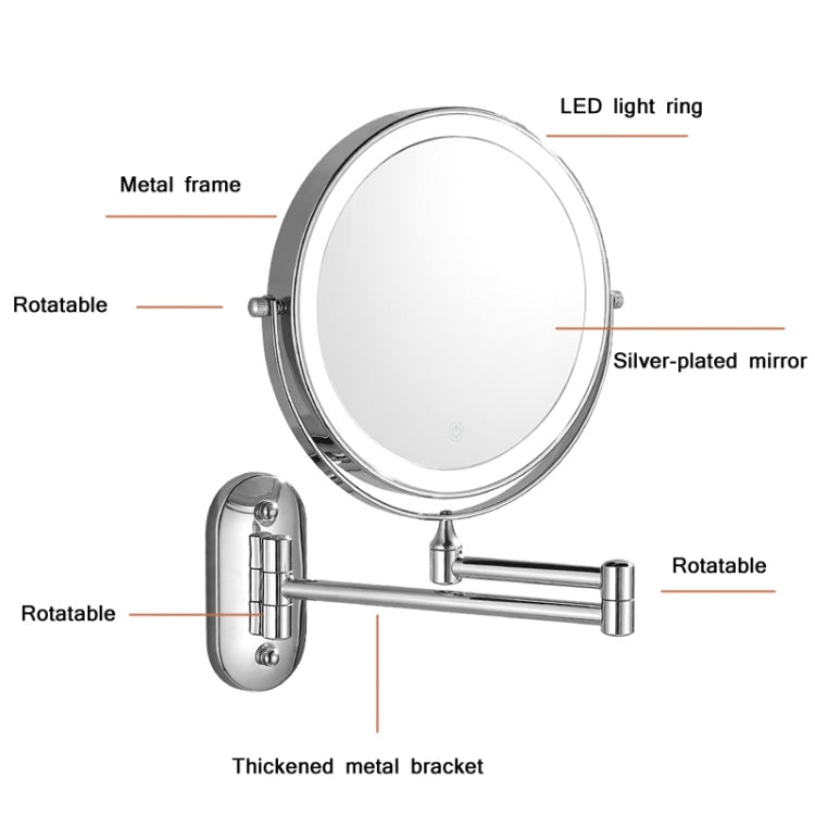 8 Inch Wall-Mounted Double-Sided Makeup Mirror LED Three-Tone Light Bathroom Mirror White Light, Battery Models Silver, USB Charging Silver, Battery Models Matte Nickel Color, USB Charging Matte Nickel Color, Battery Models Black, USB Charging Black