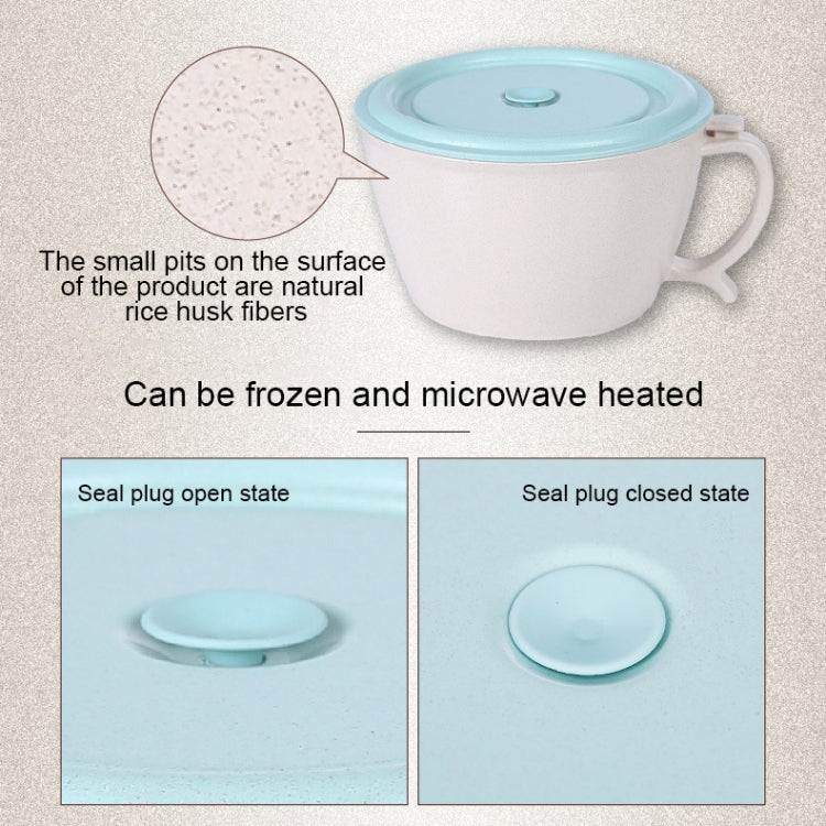 Wheat Fiber Instant Noodle Bowl Creative and Convenient Sealed Lunch Box with Mobile Phone Holder, Pink, Blue, Green