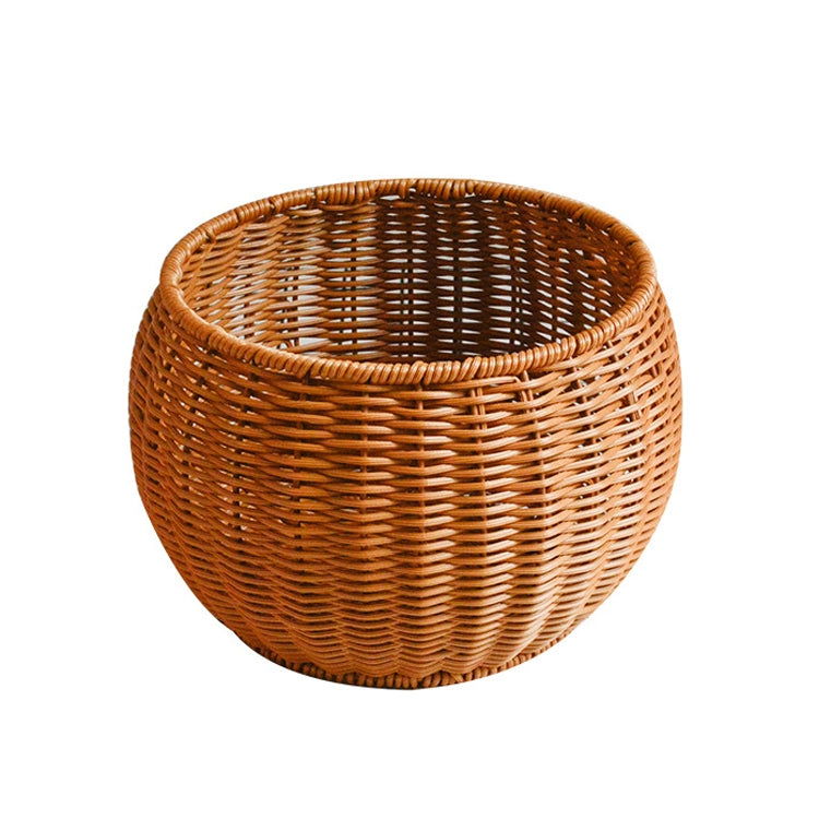 Round Snack Basket Rattan Woven Home Fruit and Vegetable Storage Basket Kitchen Drain Basket, 20 x 16 cm, 25 x 18 cm